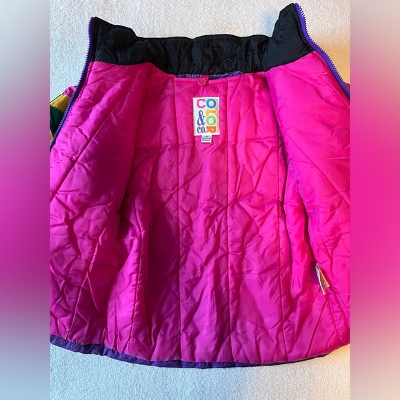 Vintage 90s colorblock winter jacket, nylon. Child sz 6 - Picture 4 of 10